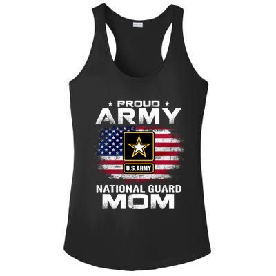 Proud Army National Guard Mom With American Flag Gift Cool Gift Ladies PosiCharge Competitor Racerback Tank