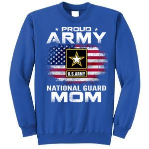 Proud Army National Guard Mom With American Flag Gift Cool Gift Tall Sweatshirt