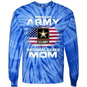 Proud Army National Guard Mom With American Flag Gift Cool Gift Tie-Dye Long Sleeve Shirt