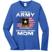 Proud Army National Guard Mom With American Flag Gift Cool Gift Ladies Long Sleeve Shirt