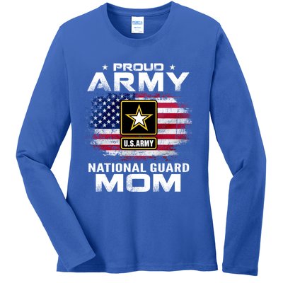 Proud Army National Guard Mom With American Flag Gift Cool Gift Ladies Long Sleeve Shirt