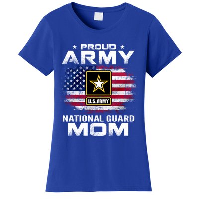 Proud Army National Guard Mom With American Flag Gift Cool Gift Women's T-Shirt