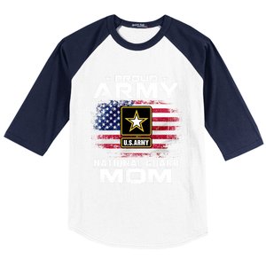 Proud Army National Guard Mom With American Flag Gift Cool Gift Baseball Sleeve Shirt