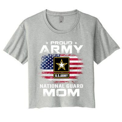 Proud Army National Guard Mom With American Flag Gift Cool Gift Women's Crop Top Tee