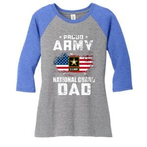 Proud Army National Guard Dad With American Flag Gift Women's Tri-Blend 3/4-Sleeve Raglan Shirt