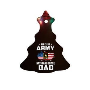 Proud Army National Guard Dad With American Flag Gift Ceramic Tree Ornament