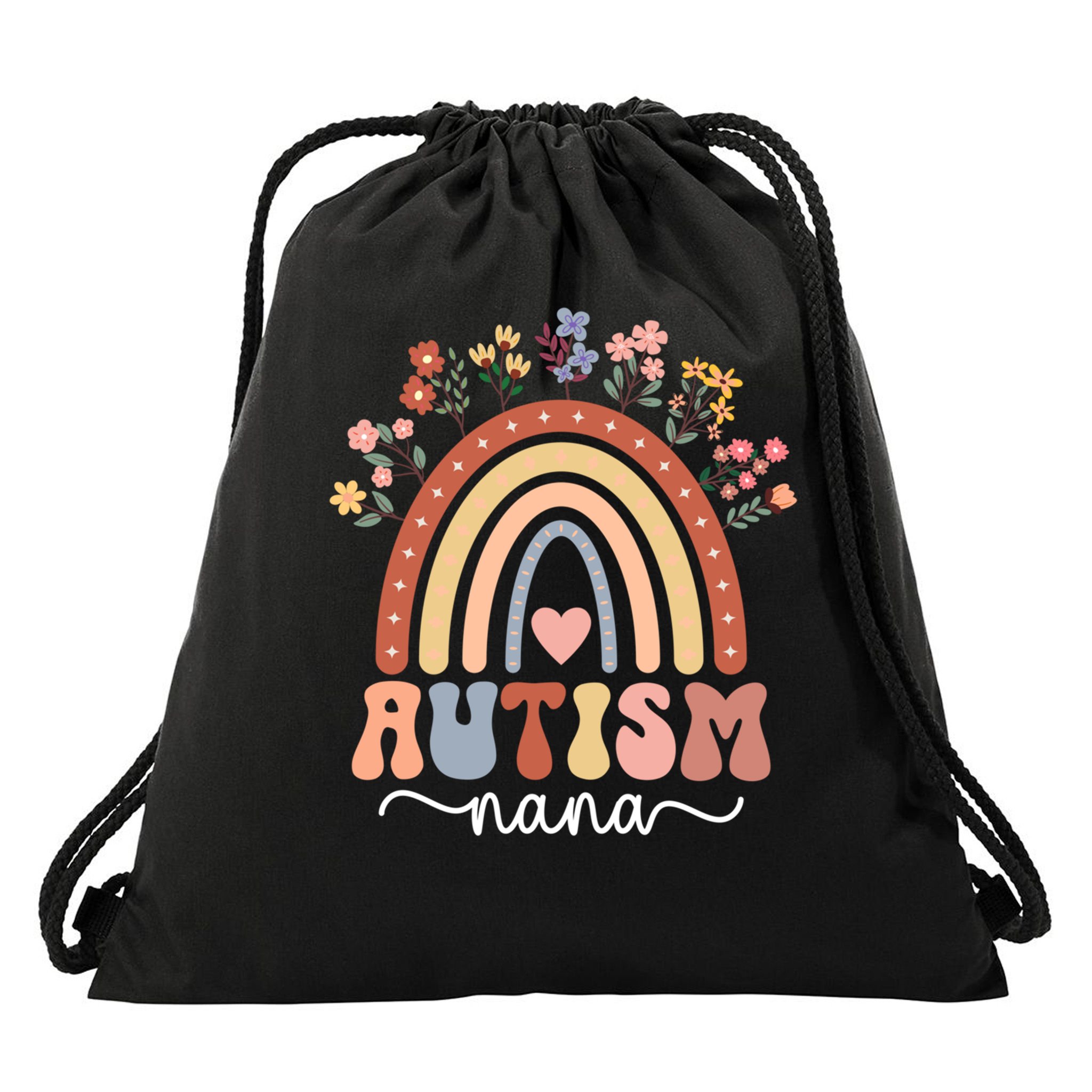 proud autism nana rainbow autism warrior nana grandma gift Drawstring Bag