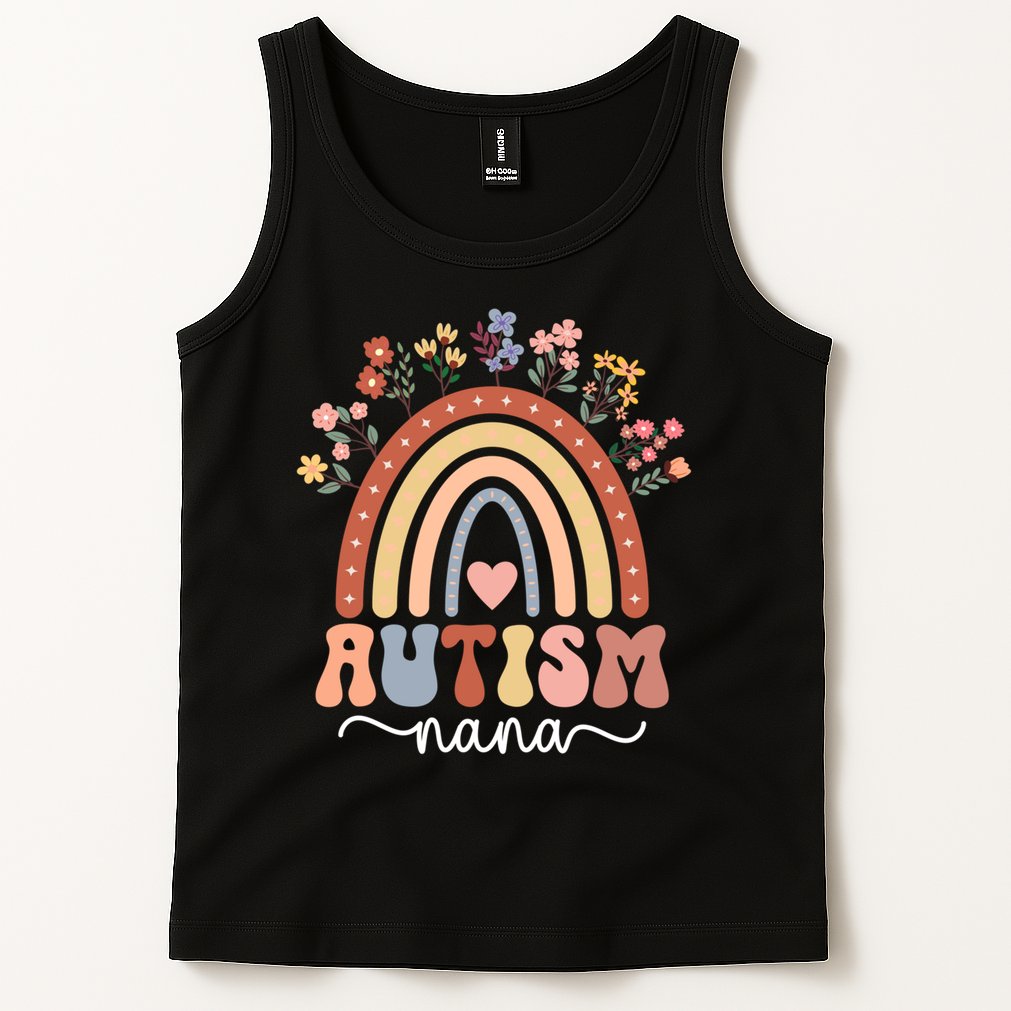 proud autism nana rainbow autism warrior nana grandma gift Tank Top