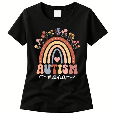 proud autism nana rainbow autism warrior nana grandma gift Womens T-Shirt