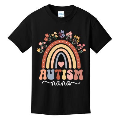 proud autism nana rainbow autism warrior nana grandma gift Kids T-Shirt