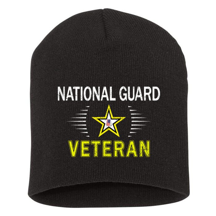 Proud Army National Guard Veteran Short Acrylic Beanie