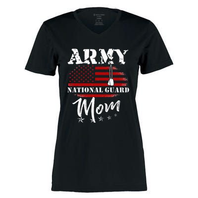 Proud Army National Guard Mom US Flag Tees US Military Women's Momentum V-Neck T-Shirt