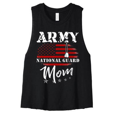 Proud Army National Guard Mom US Flag Tees US Military Women's Racerback Cropped Tank