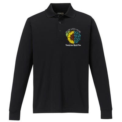 PTSD Awareness NO ONE WALKS ALONE TOMORROW NEEDS YOU Performance Long Sleeve Polo