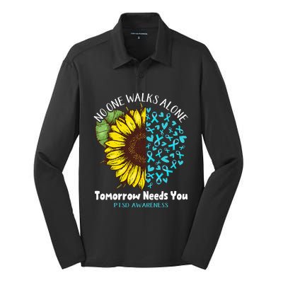 PTSD Awareness NO ONE WALKS ALONE TOMORROW NEEDS YOU Silk Touch Performance Long Sleeve Polo