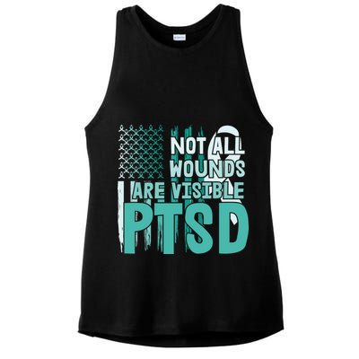 PTSD Awareness Not All Wounds Are Visible Ladies PosiCharge Tri-Blend Wicking Tank