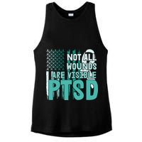 PTSD Awareness Not All Wounds Are Visible Ladies PosiCharge Tri-Blend Wicking Tank
