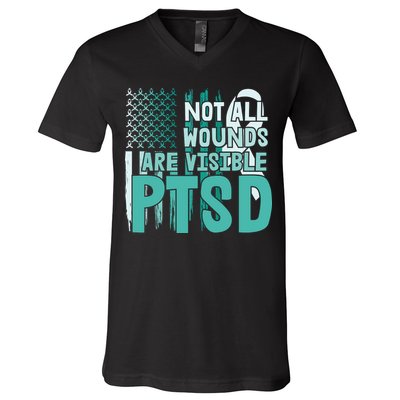 PTSD Awareness Not All Wounds Are Visible V-Neck T-Shirt