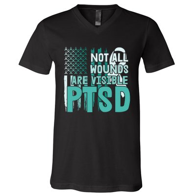 PTSD Awareness Not All Wounds Are Visible V-Neck T-Shirt