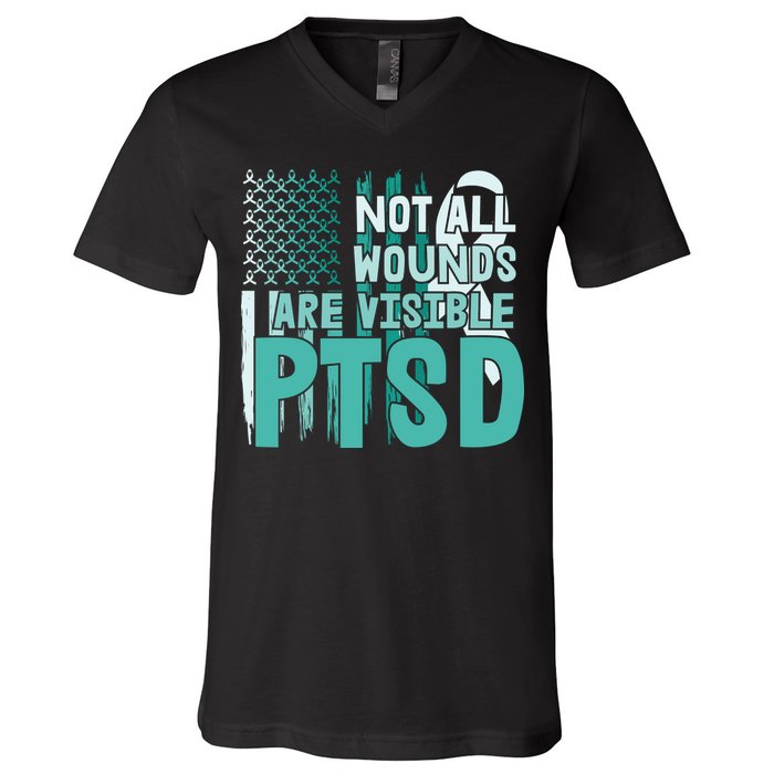 PTSD Awareness Not All Wounds Are Visible V-Neck T-Shirt