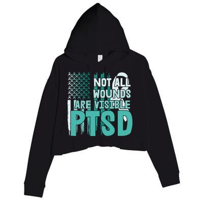 PTSD Awareness Not All Wounds Are Visible Crop Fleece Hoodie