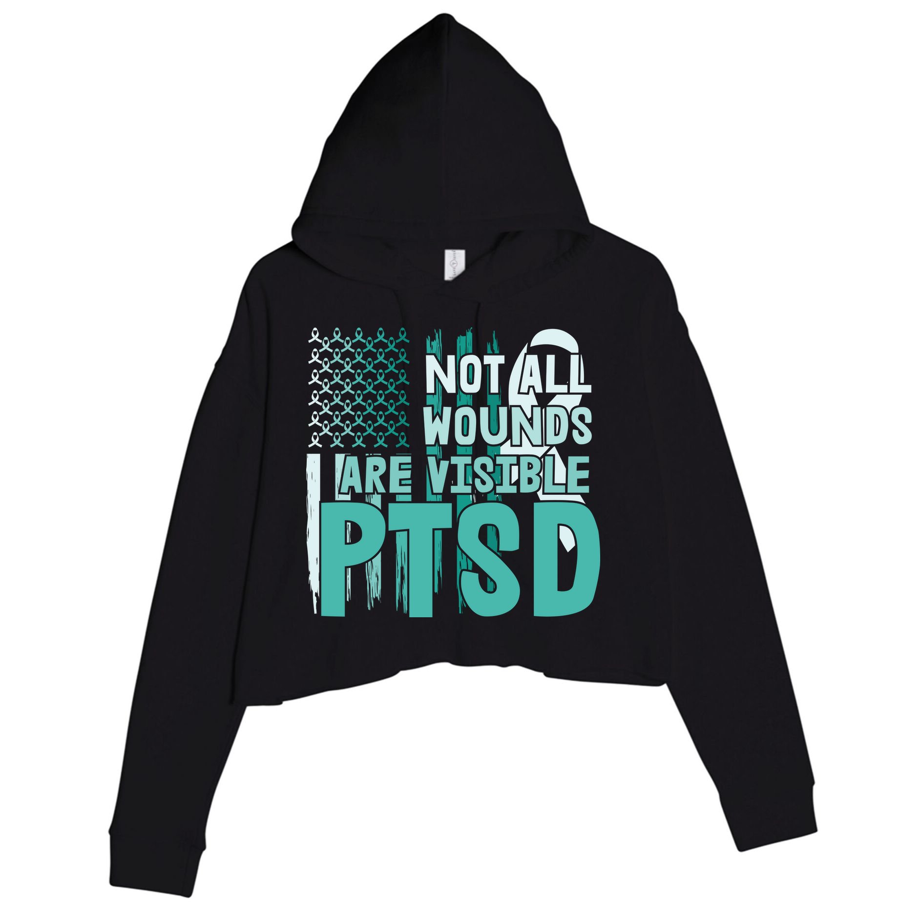PTSD Awareness Not All Wounds Are Visible Crop Fleece Hoodie