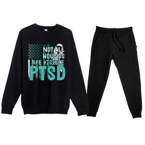 PTSD Awareness Not All Wounds Are Visible Premium Crewneck Sweatsuit Set