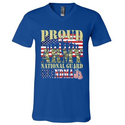 Proud Army National Guard Grandma Army Grandma Gift Usa Flag Gift V-Neck T-Shirt