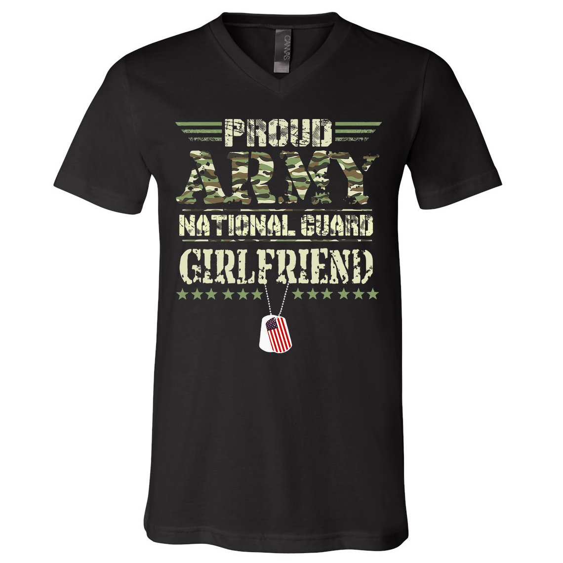 Proud Army National Guard Girlfriend USA Military Veteran V-Neck T-Shirt