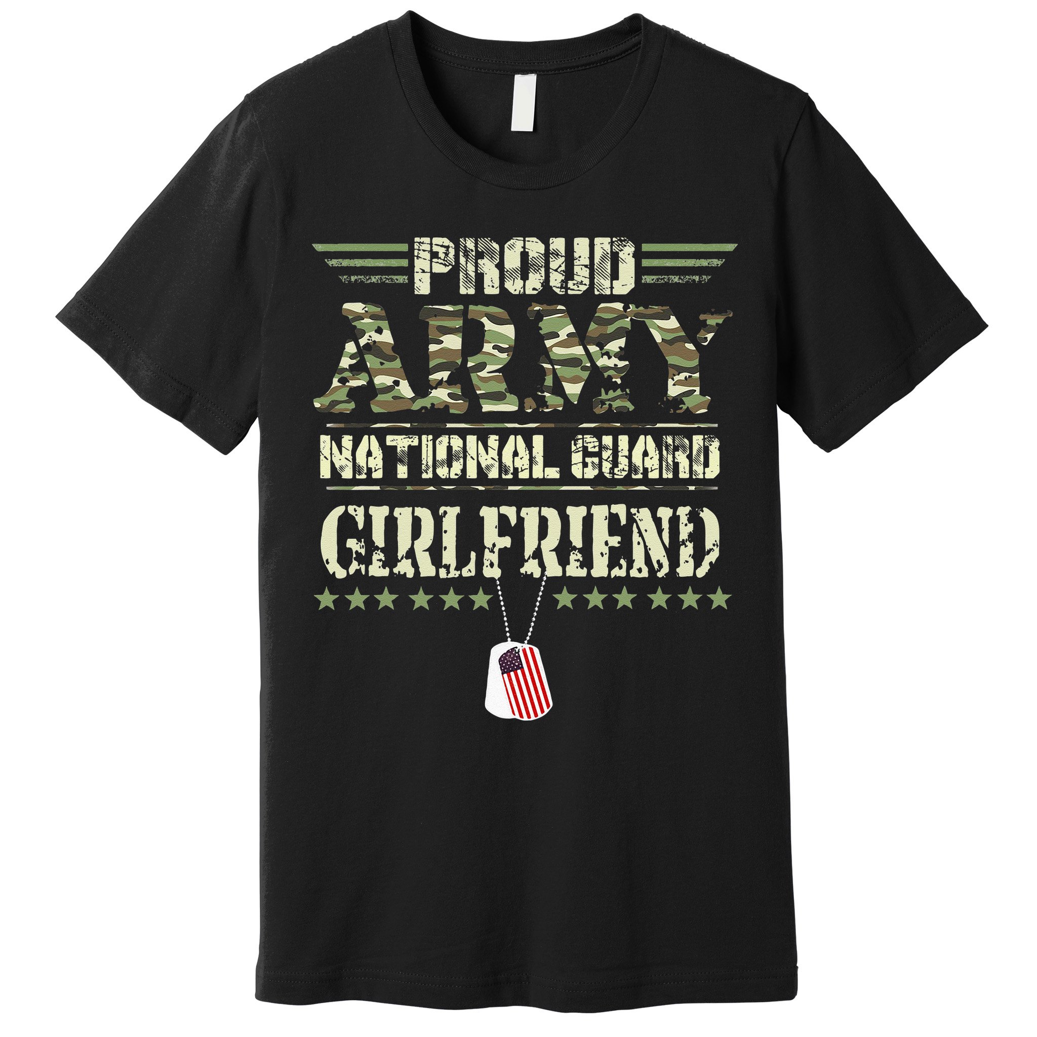 Proud Army National Guard Girlfriend USA Military Veteran Premium T-Shirt