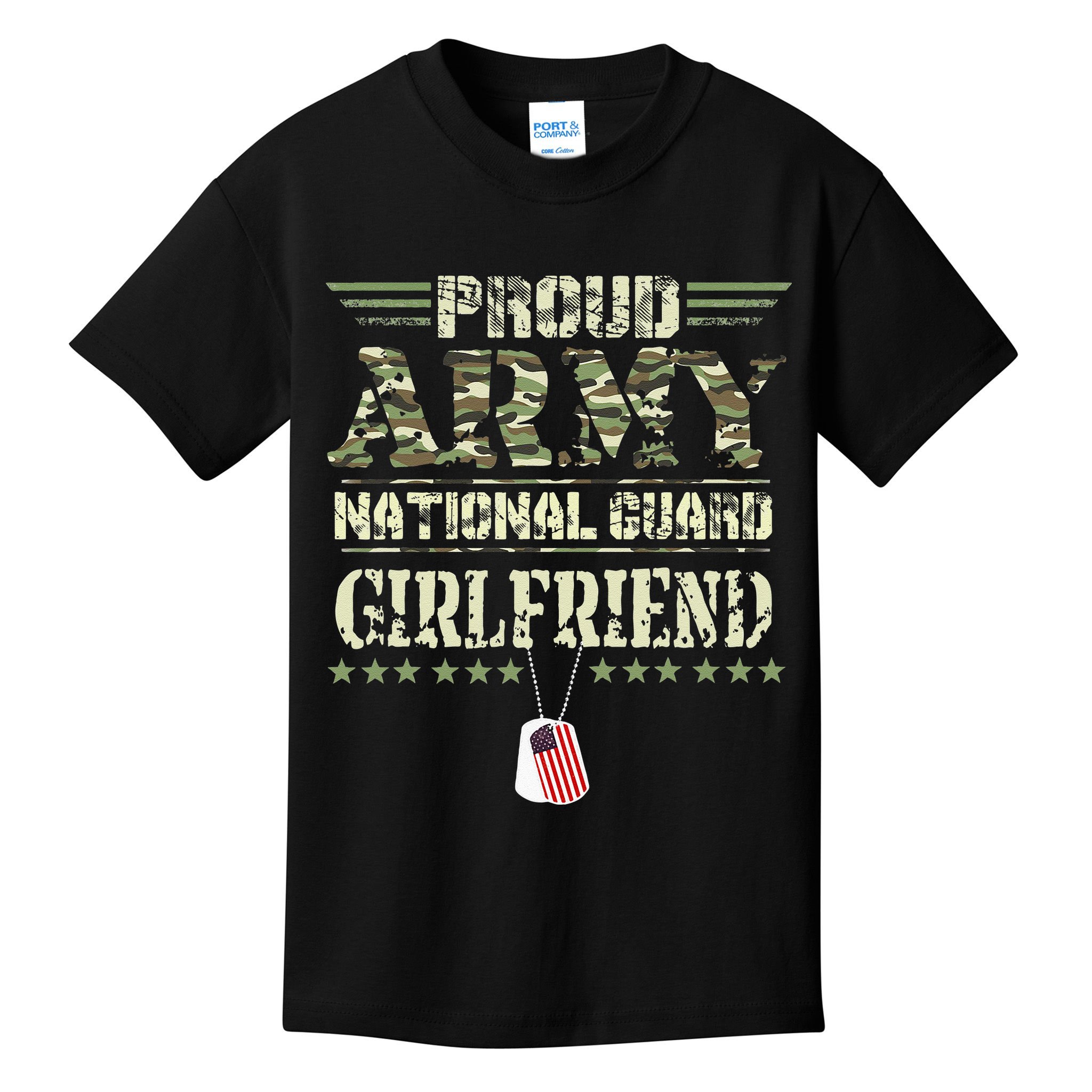 Proud Army National Guard Girlfriend USA Military Veteran Kids T-Shirt
