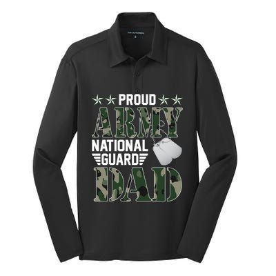 Proud Army National Guard Dad Military Family Veteran Cute Gift Silk Touch Performance Long Sleeve Polo