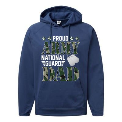 Proud Army National Guard Dad Military Family Veteran Cute Gift Performance Fleece Hoodie