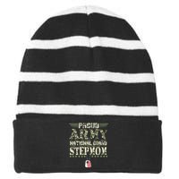 Proud Army National Guard Stepmom US Military Veteran Striped Beanie with Solid Band