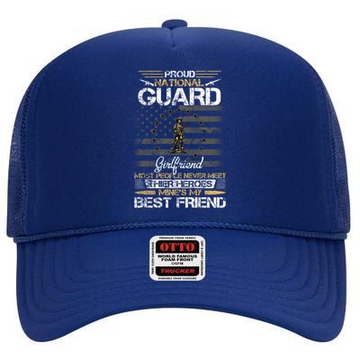 Proud Army National Guard Friend Flag Gift U S Military Gift High Crown Mesh Back Trucker Hat