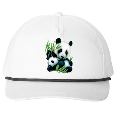 Panda and Cub Snapback Five-Panel Rope Hat