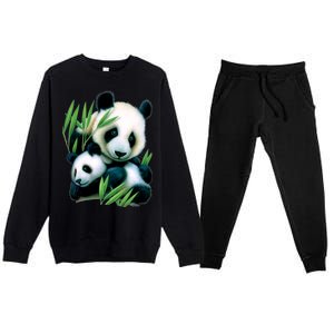 Panda and Cub Premium Crewneck Sweatsuit Set