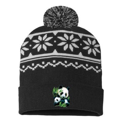 Panda and Cub USA-Made Snowflake Beanie