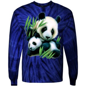 Panda and Cub Tie-Dye Long Sleeve Shirt