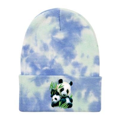 Panda and Cub Tie Dye 12in Knit Beanie