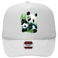 Panda and Cub High Crown Mesh Back Trucker Hat