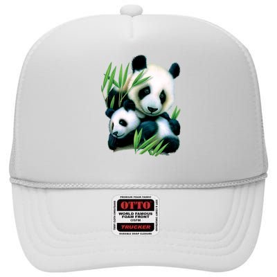 Panda and Cub High Crown Mesh Back Trucker Hat