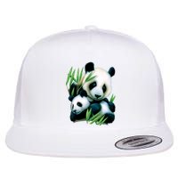 Panda and Cub Flat Bill Trucker Hat