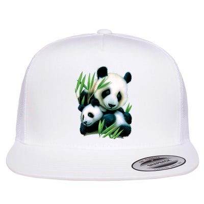 Panda and Cub Flat Bill Trucker Hat