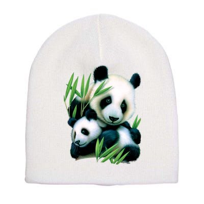 Panda and Cub Short Acrylic Beanie