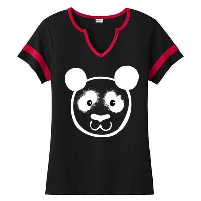 Panda Bear Face Silhouette  Ladies Halftime Notch Neck Tee