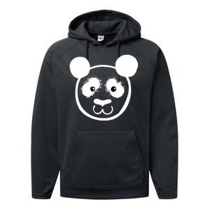 Panda Bear Face Silhouette  Performance Fleece Hoodie