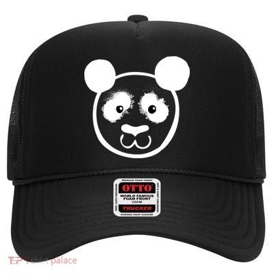 Panda Bear Face Silhouette  High Crown Mesh Back Trucker Hat