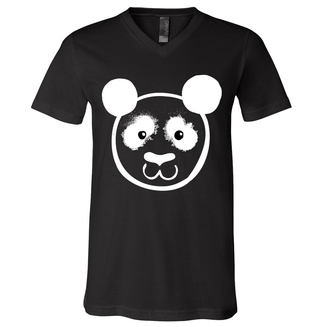 Panda Bear Face Silhouette  V-Neck T-Shirt