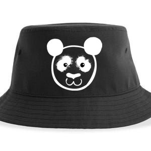 Panda Bear Face Silhouette  Sustainable Bucket Hat